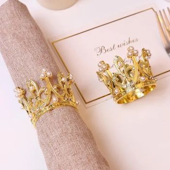 Luxury Wholesale Mini Crown Rhinestone Pearl Napkin Rings for Wedding Festival Holiday Party Dining Table Home Decor - Jiangxi Iwell Industrial Limited - China