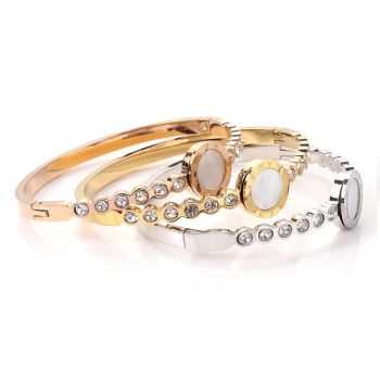 Fashion Women Bangle Jewelry Stainless Steel White Shell Bangle - Dongguan Hongsheng Craft Gifts Co., Ltd. - China