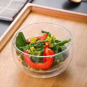 320ml 350ml High Borosilicate Glass Vegetable Salad Bowl Household Clear Double Glass Bowl Large Ice Cream Dessert Bowl - Hebei Zemingfang Glass and Craft Co., Ltd. - China