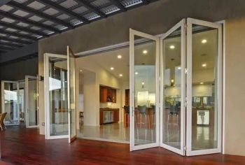 Soundproof Hurricane Resistance Aluminum Frame Accordion Double Glazed Tempered Glass Folding Door Garden Bifold Doors - Shandong Baiyiyuan Doors and Windows Co., Ltd. - China