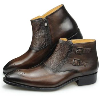New Mens Zipper Ankle Boots Shoes Office Party Metal Buckle Height Increasing - Guangzhou Happybuy Trading Co., Limited - China