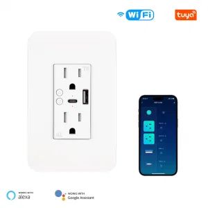 Us WiFi Smart Power Wall Socket with Type C and USB a Brand SLS Color White Trademark SLS APP Smart Life IP Rating IP20 Warranty 1 - SaiLingsi (wenzhou) Electronics Co., LTD - China