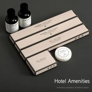 OEM Hotel Bath Toiletry Sets Luxury Hotel Amenity Kit Type Bottle Silver Line Bag Amenities Personalized Hotel Toiletries - Yangzhou Huaxing Cosmetic & Hotel Supply - China
