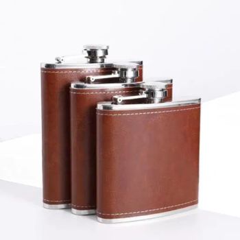 Custom Logo 6 7 8 Oz Whisky Pocket Leather Custom Metal Stainless Steel Hip Flasks Gift Set with Funnel and Cups - Nanan Unicome Gift Co., Ltd - China