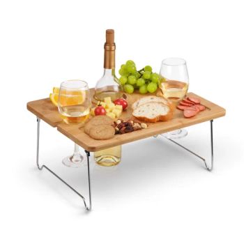 Folding Portable Bamboo Wine Glasses & Bottle Outdoor Wine Picnic Table - Fujian Hoyee Household Items Co., Ltd. - China
