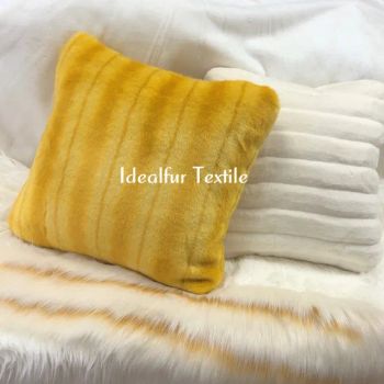 Luxurious Yellow Stripe Faux Fur Pillow Cover for Elegant Home Decor - NINGBO IDEALFUR TEXTILE CO., LTD. - China