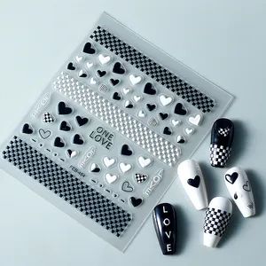 New Nail Supplies 5D White and Black Color Heart Summer Popular Nail Stickers - Good Seller Co., Ltd. - China