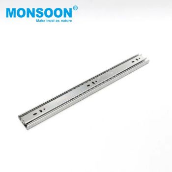 Cabinet Furniture Hardware Steel 3 Fold Slide Guide Runner Blue Zinc Plated 45mm Width Full Extension Side Mounting Ball Bearing Telescopic Drawer Rail - Monsoon Import Export (Guangzhou) Limited - China