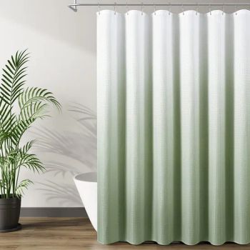Sage Green Textured Fabric Shower Curtain Set, Polyester Ombre Shower Curtains for Bathroom - Shaoxing City Xinlan Textile CO., LTD. - China