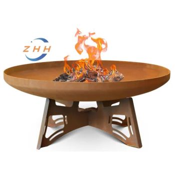 Corten Steel Fire Pit with Rustic Flower Pots & Planters Classic Outdoor Garden Decor Round Design Storage Racks Patio Floor Use - Shandong Zhanhong Metal Products Co., Ltd - China