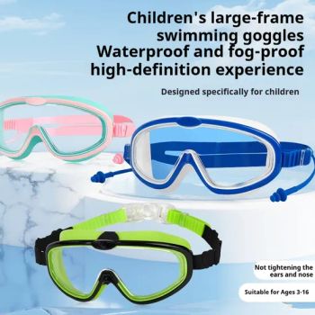 Waterproof Integrated Kids Children's Large Frame Safety Sport Diving Swimming Mask Glasses Goggles with Silicone Earplugs - Jiangxi Lingji Outdoor Products Development Co., Ltd. - China