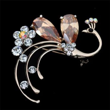 Fashion Jewelry Cotume Amber Rhinestone Alloy Brooches for Women - Yiwu Beauty Jewelry Factory - China
