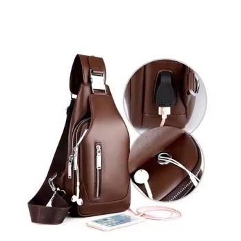 Brown Sling Crossbody Casual Daypack Shoulder PU Leather Side Chest Messenger Bags - Fuzhou Haomin Imp. & Exp. Co., Ltd. - China