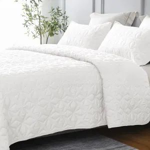 Hotel Soft Microfiber Lightweight Bedspread Coverlet Bed Cover (Star Pattern) for All Seasons White 3 Pieces (Includes 1 Quilt 2 Shams) - Texpro Co., Ltd. - China