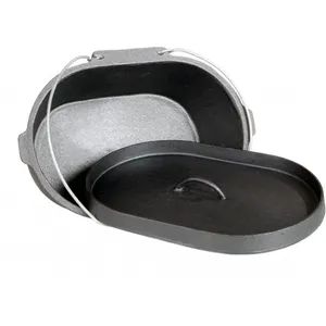 Outdoor Cookware Cast Iron Oval Camp Oven with Lipped Lid Bottom Flat Origin China Material Metal Model NO. HE400 HS Code - Hebei Langju Trading Co., Ltd. - China