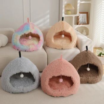 Solid Color Cat & Dog Cave House with Memory Foam Plush and Teasing Ball - Anhui Joypaws Co., Ltd. - China