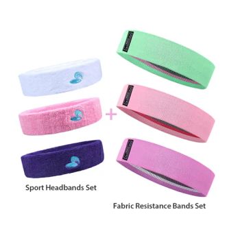 Wholesale Elastic Fabric Yoga Resistance Band Set Terry Sport Headband Sweatband Set Custom Stretch Hip Glute Fitness Resistance B - DONGGUAN TIANCHEN GARMENT TECHNOLOGY CO., LTD. - China