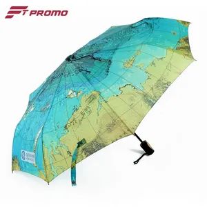OEM Map Sunflower Folding Umbrella with Logo Size 21*8k Origin China Fabric Pongee Age Group Adult Certificate SGS Model NO. - Fresh Tech Limited - China