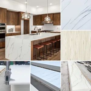 OEM Factory Wholesale Price Marble Granite Quartz Artificial Stone Corian Solid Surface Customized Prefab Commercial Worktop Stone Top Kitchen Countertops - Shenzhen Eshine Technology Co., Ltd - China