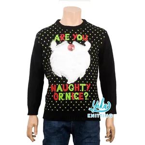 Acrylic Jacquard Ugly Girls Jumper Santa Cluase Blink Sequin - Taizhou Yika Knitting Factory - China