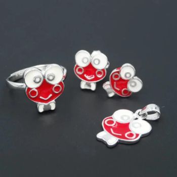 Customized Kids Silver Jewellery Mirror Polished Animal Green Frog Jewelry Set - Shenzhen Chenqi Limited - China