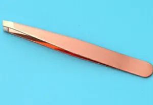 Make up Stainless Steel Rose Gold Hair Clipper Slant Tip Eyebrow Tweezer - You2right Trading Ltd Company - China