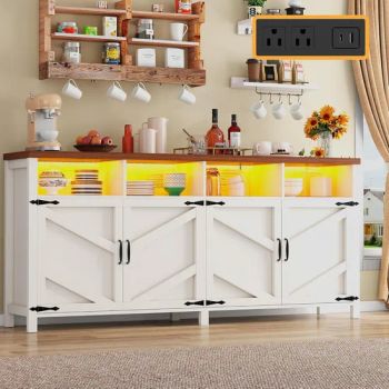 Multi-Color Home Dining Sideboard with Adjustable RGB Lights, Built-in Charging Station and Barn Doors - Weifang Fine Life Household Products Co., Ltd - China