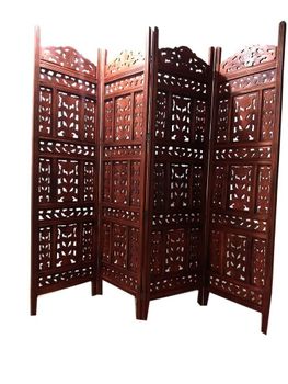 4 Panel Wooden Room Dividers Color Brown Height 6 Feet Material Wooden Shape Rectangular Brand ZT Handicraft Is It Portable - Zainab Timber And Handicrafts - India