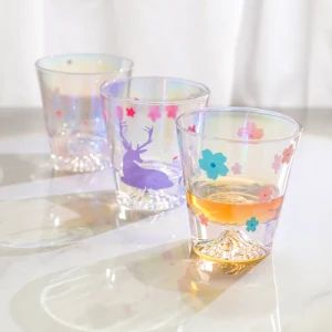 Wholesale Old Fashion Creative Crystal FUJI Mountain Round Shape Thick Bottom Whisky Shot Iridescent Glass Cup for Water Juice Cup - Xuzhou Furun Packing Products Manufacturing Co., Ltd. - China
