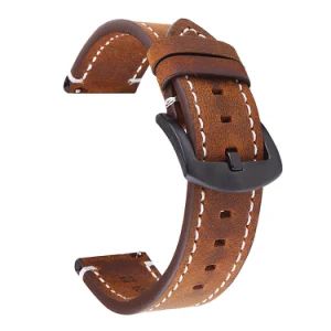 2023 New Arrival Design Colorful High Quality Wide Strap Vintage Tanned Leather Luxury Wrist Watch Band Leather Watch Strap - Guangzhou Wangjia Leatherware Co., Ltd. - China