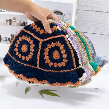 Outdoor Sun Cap Colorful Handmade Crochet Bucket Visor Hat Folded Beach Sunscreen Straw Hats Knitted Stitching Bucket Hat - Baoding Yukaihe Clothing Import & Export Co., Ltd. - China