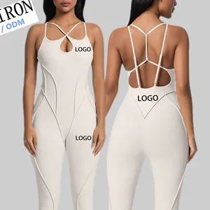 Women's Bodysuits Hot Selling Woman Yoga Gym Jumpsuit Whole Sets Slit Flared Leggings Womens Yoga Fitness Wear - Xiamen Ruliron Trading Co., Ltd. - China