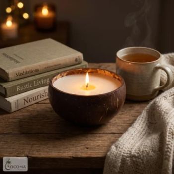 Coconut Shell Soy Wax Candle 300ml – Handmade Natural Eco-Friendly Scented Candle for Home Decor - ASR Exports  - India