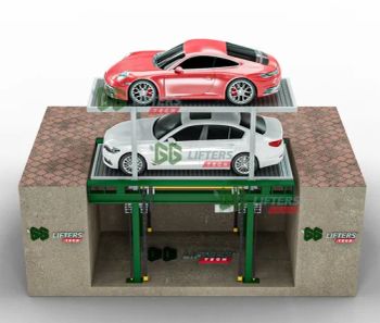 residential 2 cars underground car parking system pit vertical storage stacker parking lift - QINGDAO GG LIFTERS CO., LTD. - China