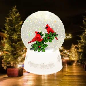 Christmas Decoration Luminous Water Music Box Red Bird Interior Crystal Ball Lamp - KONG SENG LTD - China