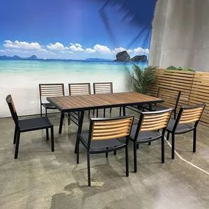Patio Furniture for Hotels Villas Garden Dinner Set Loidea Res Color Black Condition New Brand Name HK Folded Unfolded Trademark HONGKAI - Foshan Hongkai Furniture Co., Ltd. - China