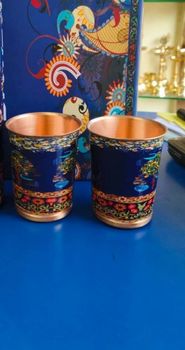 Printed Copper Glass Set for Drinking Water (200ml) Shape Round Size Medium Design Printed Capacity 200 ml Usage/Application Drinking - Prince Marketing - India