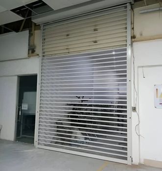 Motorized Polycarbonate Rolling Shutter (Clear, 3mm) with Mild Steel Frame for Retail Shops, Malls, Airports, Banks - Mahadev Shutter Automation - India