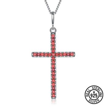 Tiny Ruby Cross Pendants Genuine July Gemstone Christian Women Jewelry - Guangzhou Panyu Longlong Jewelry Factory - China