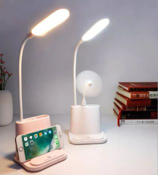 Portable Flexible Table Lamp Pen Holder and USB Outlet Rechargeable Battery Redading Book Lights LED Table Lamp Light with Brightness Adjustable Mini Fan Output - Zhongshan Qixin Lighting Co., Ltd. - China