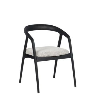 European Style Dining Room Wooden Chair Solid Wood Black Color Fabric Upholstery Chair Dining Kennedy Armrest Chairs - Langfang Chance Furniture Co., Ltd. - China