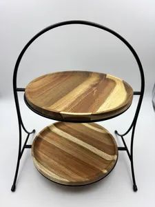 Elegant Acacia Wood Cupcake Stand for Stunning Displays Use Easy Tray 2PCS Clean Easy Shelf Iron Durable Yes Height - Jiangmen HC Koinen Hardware Factory - China