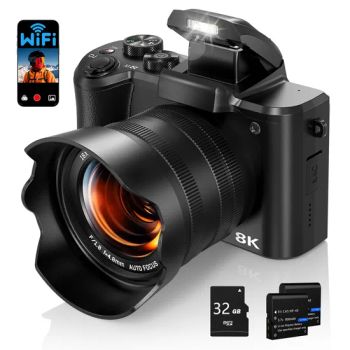 DC226 8K Digital Camera - 48MP Selfie Camera Bundle for Students, 2 Batteries + 32GB Card, EU Plug - Colpoint Technology Limited - China