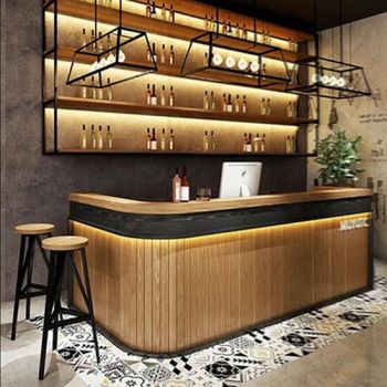 Customized Commercial Wooden Counter Restaurant Bar Table Reception Counter with Chair - Guangzhou Owin Furniture Co., Ltd. - China