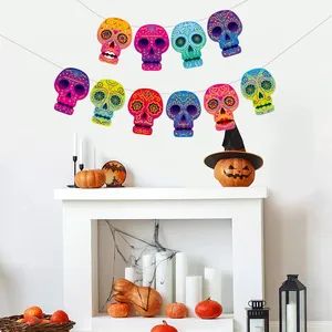 Glitter Happy Halloween Banner Halloween Hanging Paper Garland Bunting Banner with Pumpkin - Baoding Likeparty Trading Co., Ltd. - China