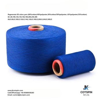 Textile materials Blend Range Ne 3-ne 30 Color Variety 35+ Dyed Colors Application Weaving And Knitting Material Type 100% Recycled Cotton And Virgin Cotton-poly - JK Cotspin Pvt. Ltd. - India