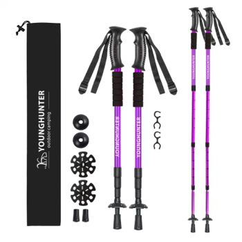 Outdoor Alpenstock Aluminum Walking Sticks Telescoping Foldable Self Defense Hiking Trekking Poles Sticks - Ningbo YoungHunter industrial and trading Co.,Ltd - China