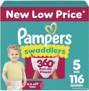 Pampers Diapers - Swaddlers Size 5, 116 Count, up to 100% Leakproof Comfy Dry Fit, Designed for Easy Changes - SILVERSTONE IMPORT AND EXPORT LIMITED - Tanzania