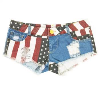 Sexy American Flag Mini Shorts Jeans Hot Pants Denim Low Waist Esg14027 - Ningbo Easyget Co., Ltd. - China