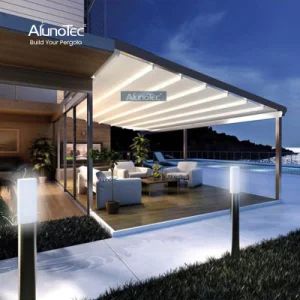 Outdoor Opening Automatic PVC Gazebo Systems Metal Garage Patio Awning Retractable Roofs - GUANGDONG ALUNO INDUSTRY CO., LTD. - China